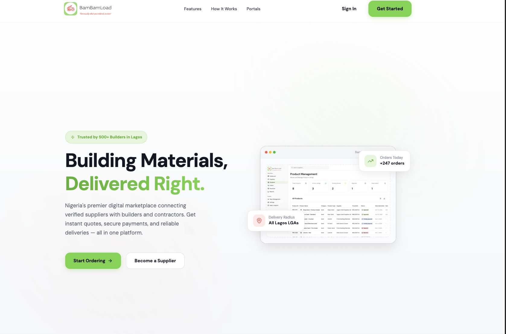 BamBamLoad: Building Materials Marketplace
